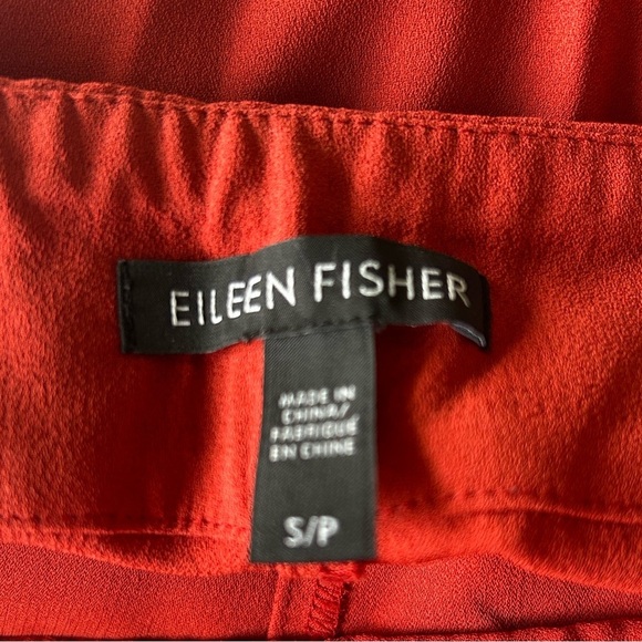 Eileen Fisher Silk Cropped Pants Red Side Zip Excellent Size S - Picture 6 of 8